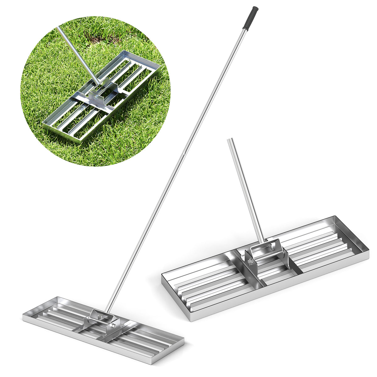 Lawn Leveling Rake 30 x 10 Inch - Silver