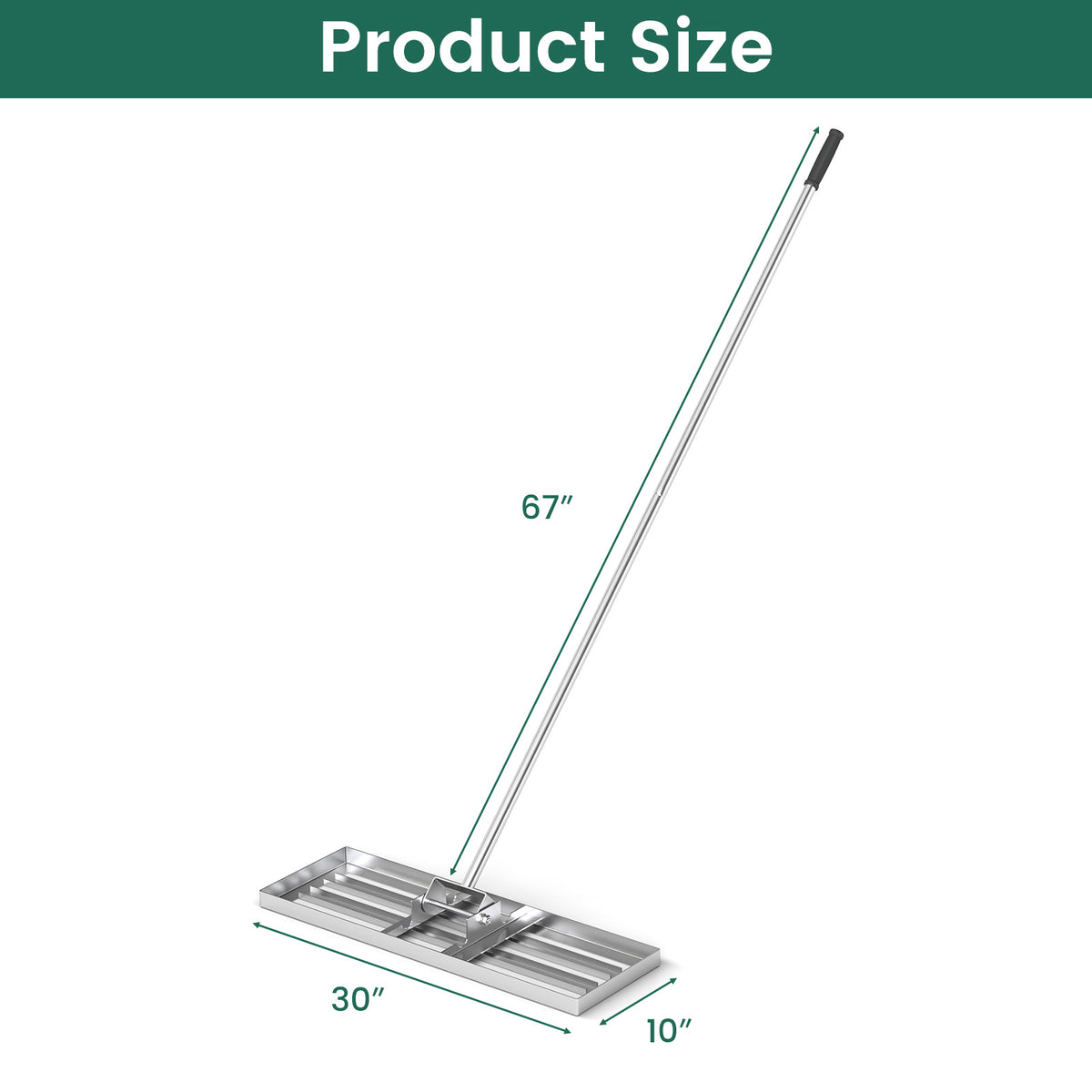 Lawn Leveling Rake 30 x 10 Inch - Silver