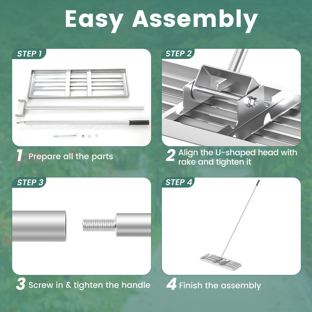 Lawn Leveling Rake 30 x 10 Inch - Silver