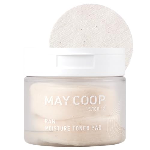 MAY COOP Raw Moisture Korean Toner Pad ? Redness Relief, Hydrating, Exfoliating Cotton Pads with 75% Maple Sap for Skin Balancing & Smoother Texture, 70 Pads