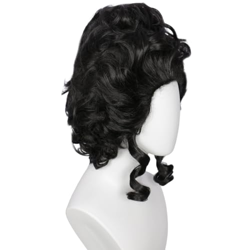 Linfairy Short Black Retro Vintage Wig Big Bouffant Beehive Wigs for Women fits 50s 80s Halloween Costume