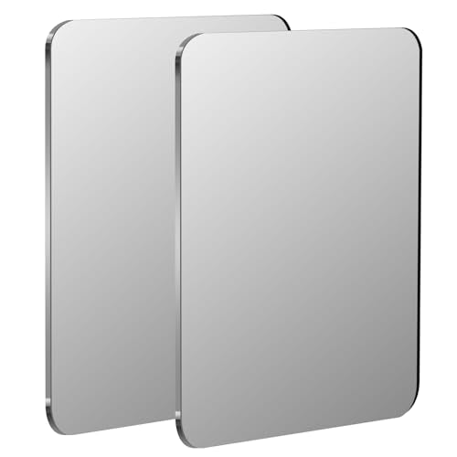 2pcs Magnetic Locker Mirror - Adhesive-Backed Shatterproof Safety Acrylic Mirror for Bathroom, School Lockers, Gym (Anti-Scratch, Lightweight, Dorm Refrigerator)