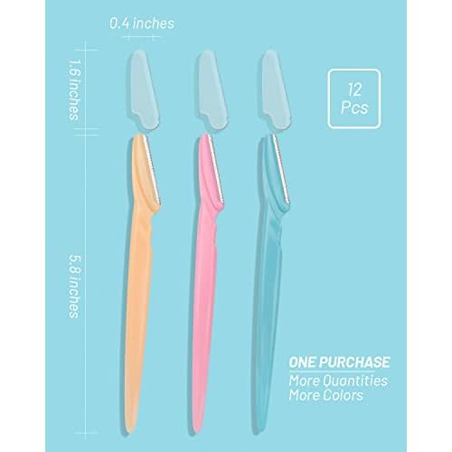 Eyebrow Razor for Women, 12 Pcs Dermaplaning Tool for Face Professional, Face Razor for Women Facial Hair Remover