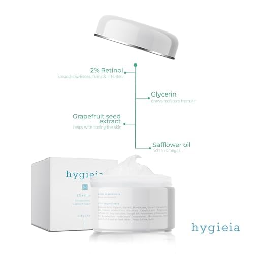 Hygieia + Encapsulated 2% Retinol Cream, 4oz ? Liposomal Anti-Wrinkle Cream for Face, Neck & Body ? Fast & Deep Cellular Absorption ? Day or Night Cream for Firming, Lifting & Repairing Aging Skin