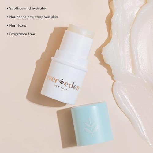 Evereden Dry Relief DUO - Face Cream (1.7oz) & Lip Balm (0.13oz) - Clean, Vegan & Easy to Use Toddler Chapstick & Baby Cream Bundle for Deep Soothing Hydration - Non-Greasy & Fragrance-Free