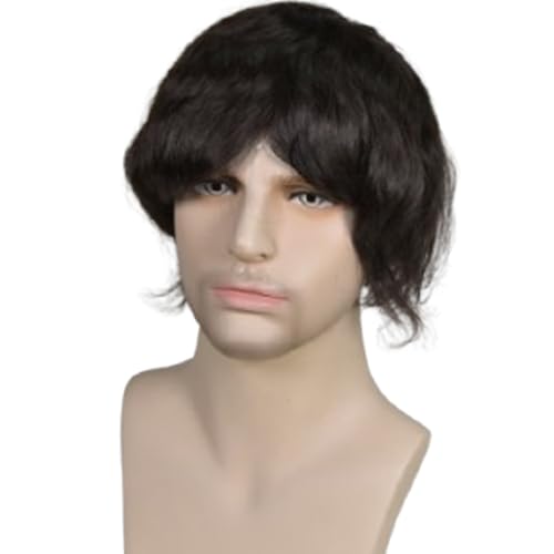 Swiss Full Lace Men's Toupee 100% European Virgin Human Hair 6" Straight Hair 120-130% Medium Density (Natural Black Color)