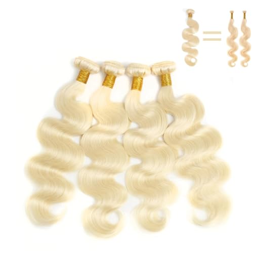 12A HC 613 Body Wave Bundles Human Hair 12 14 16 Inch Blonde Human Hair Bundles 12A Grade Brazilian Hair Extensions 100% Unprocessed Weave 3 Bundles