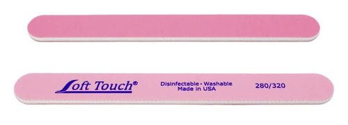 Soft Touch Nail File, Double Sided – 280/320 Grit, Light/Dark Pink, for Natural Nails, 7 Inch - 25 Piece