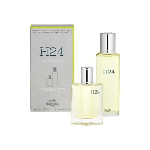 HERM?S H24 2-Piece Gift Set for Men, (4.2 Oz Eau De Toilette Refillable Spray + 1.0 Oz Eau De Toilette Refillable Spray)