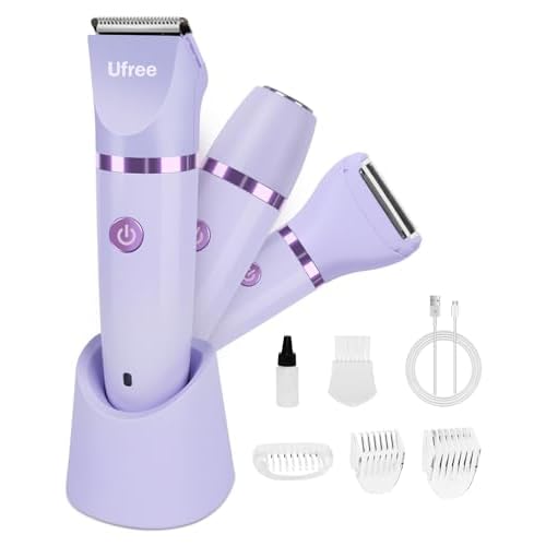 Ufree Bikini Trimmer Electric Razors for Women, Rechargeable Pubic Body Hair Trimmer Electric Shaver for Legs Body Hair, Bikini Shaver IPX7 Waterproof, Gifts for Women, Purple