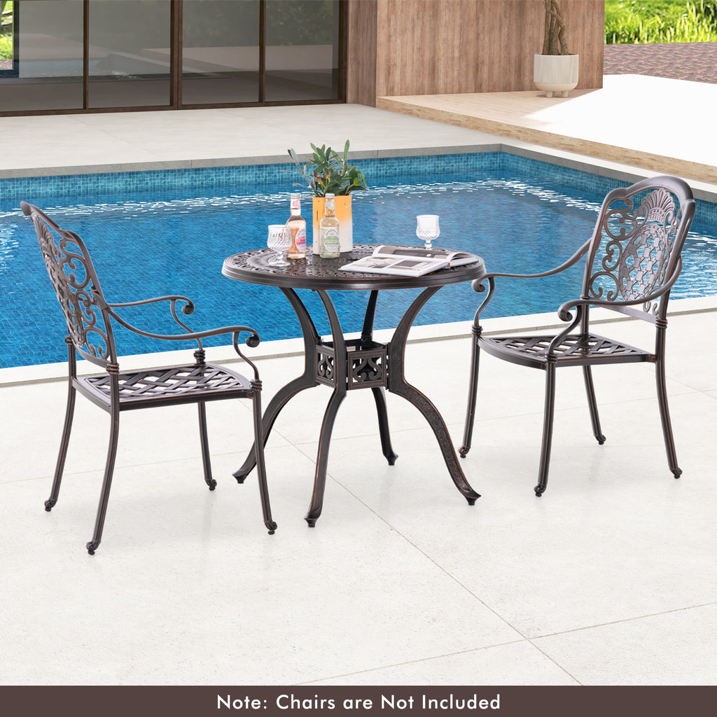 31.5 Inch Cast Aluminum Table Patio Round Dining with Umbrella Hole