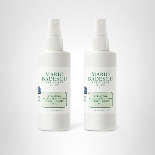 Mario Badescu Repairing HOCl Facial Spray with Hypochlorous Acid – Soothes & Hydrates Angry, Irritated Skin, Reduce Redness & Flare-Ups – pH Balancing, Non-Irritating Cleanser, 4 Fl Oz (Pack of 2)