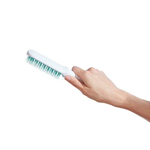Frida Baby Thick or Curly Hair Detangler Brush for Kids, Toddler Hairbrush Detangles Knots Without Tears or Breakage, Comb Teeth and Bristle Design, White/Blue ,1 Count