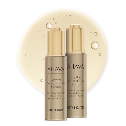 AHAVA Crystal Osmoter X6 Serum Duo Set, 1 Fl.Oz x 2 - Smooth oily lotion with Dead Sea Minerals & Osmoter, to enhance skin radiance, provide firmness and treatment against wrinkles & fine lines