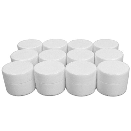 Beauticom 12 Pieces 7G/7ML (0.25oz) WHITE Sturdy Thick Double Wall Plastic Container Jar with Foam Lined Lid for Pills, Medication, Ointments and Other Beauty and Health Aids - BPA Free