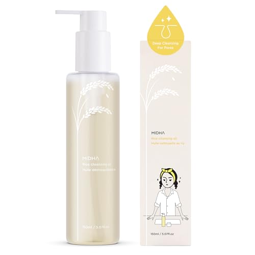 MIDHA RICE CLEANSING OIL 5.07fl.oz/150ml, Gentle Makeup Remover, Hydrating, Lightweight, Plant-Based, Moisturising, First-Step Cleanser, Balanced Skin with Residue-Free, Sebum Care Formula