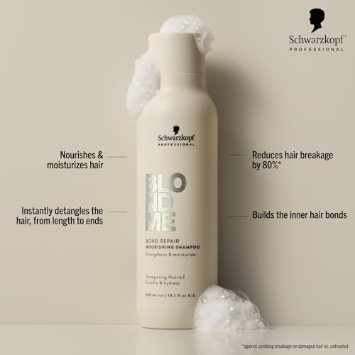 BlondMe Bond Repair Nourishing Shampoo for Blonde Hair, 10.1 Fl Oz | Adds Moisture and Softness | Strengthens, Repairs, & Prevents Breakage |For Blonde, Lightened, & Grey Hair