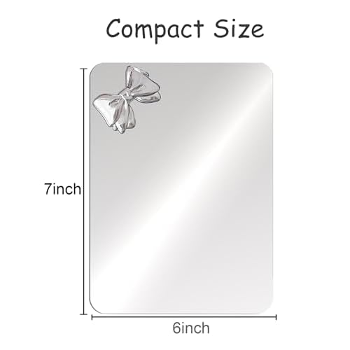 Magnetic Locker Mirror 6"x7" Real Glass Frameless Mirror with Magnetic Backing for School Locker, Bow School Makeup Mirrors for Girls Bathroom Refrigerator Dorm Gym Office Cabinet Home