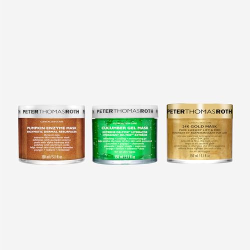 Peter Thomas Roth | Full-Size Pumpkin Enzyme Mask Enzymatic Dermal Resurfacer, Cucumber Gel Extreme De-Tox¢â Hydrator and 24K Gold Mask Pure Luxury Lift & Firm