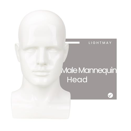 Male Mannequin Head ? 13.7¡± Bright White Wig Stand for Hats, Wigs, Headphone, Glasses ? Great for Styling, Display & Storage (Bright White, 13.7)
