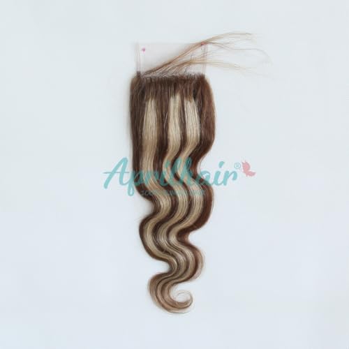 8A Pre Plucked 4x4 Lace Closure With 3 Bundles Highlight P4/27 Brown Honey Blonde Body Wave Brazilian Virgin Human Hair (14with18 20 22)