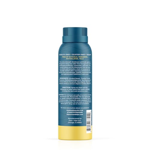 Oars + Alps Full Body Deodorant Spray for Men & Women, Aluminum Free Deodorant Men Spray, Dermatologist Tested, Clean Ingredients, Long Lasting, Odor Protection, California Coast, 3pk