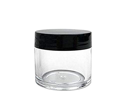 30g 30ml/1oz Refillable Black and White Plastic Screw Cap Lid with Clear Base Empty Cosmetic Jars for Nail Powder Bottles Eye Shadow Container Lot Powder Storage Container (Pack of 10) (Black Lid)