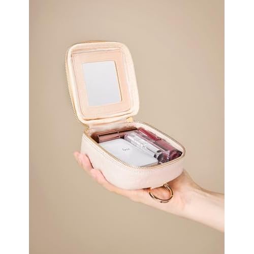 Clear Cosmetic Bag Double Layer Travel Toiletry Bag Clear Makeup Bag Case with 4 Compartments, Transparent Travel Bag for Toiletries, Large Toiletry Bag for Women Cosmetic Case (Black, Mini)
