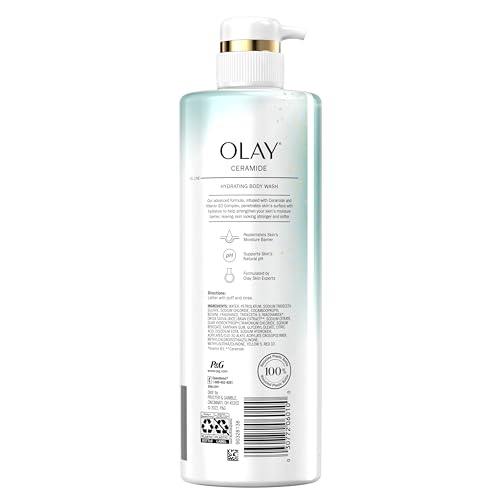 Olay Cleansing & Strengthening Body Wash for Women with Ceramide & Vitamin B3 Complex, Supports Skin's Natural PH, Advanced Formula, 20 fl oz