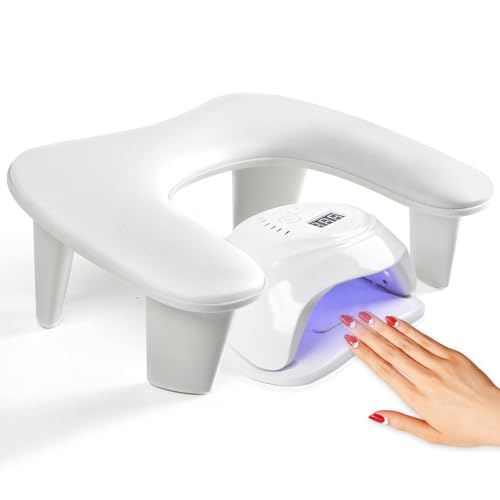 Arm Rest for Nails Tech, Luxurious U-shaped Manicure Nail Art Hand Rest Pillow Cushion, Big Microfiber Leather Nail Arm Rest Stand for Ultimate Comfort in Manicure (White)