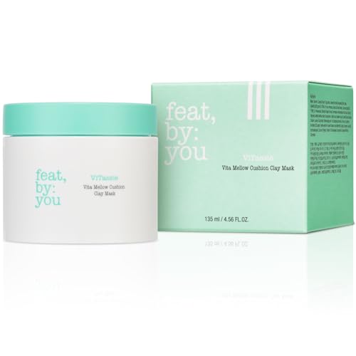 Feat By You ViTassie Vita Mellow Cushion Clay Mask for Face - (4.56 fl.oz) Korean Face Mask with Bentonite & Kaolin for Blackheads, Pores & Sebum Control, Gentle Exfoliation, Vegan, Cruelty-Free