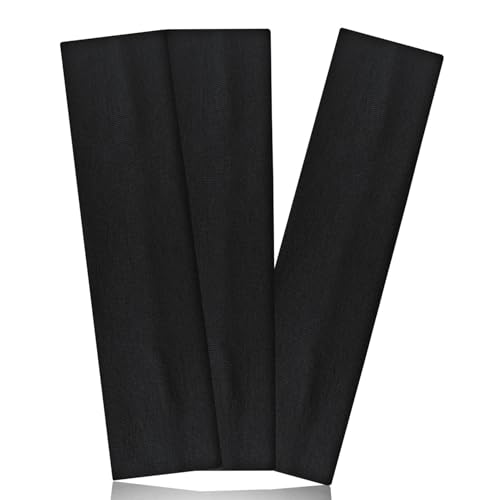 Black Headbands for Women Non Slip Head Bands for Women's Hair Elastic Womens Headbands Soft Cotton Cloth Fashion headband for Daily Workout Sports Running Yoga