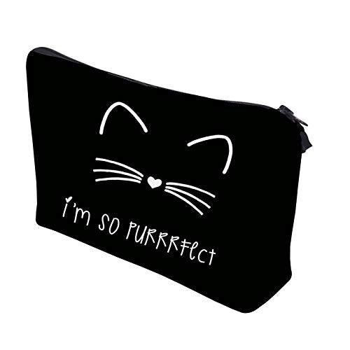 Cat Lovers' Gifts - Black Cat Zipper Makeup Bag & Travel Toiletry Pouch Organizer