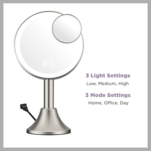Conair Lighted Makeup Mirror, LED Vanity Mirror, 1X/10X Magnifying Mirror with Handheld Feature, Corded or Cordless in Brushed Nickel