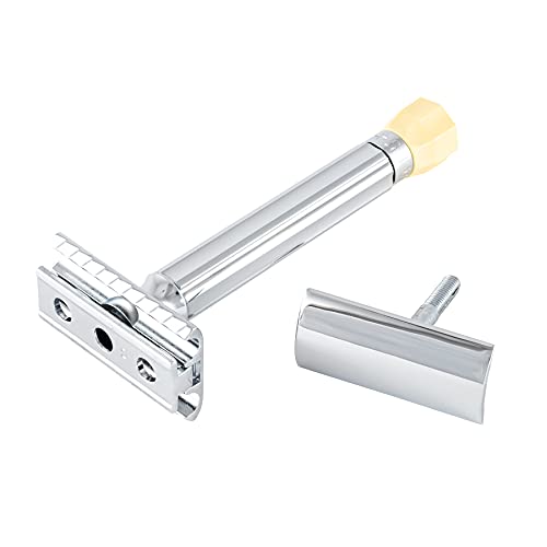 MERKUR Progress 510 Adjustable Double Edge Safety Razor - Long Handle Adjustable Razor With Dial Made in Germany Plastic-Free Closed Comb Straight Bar