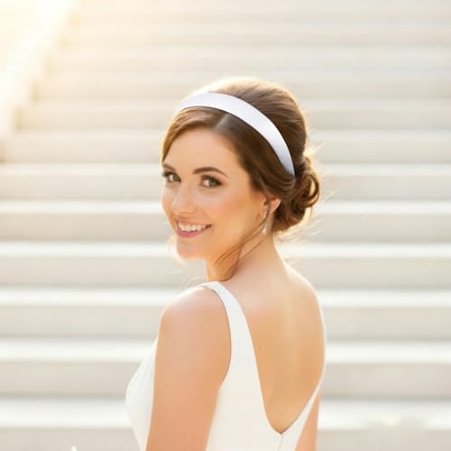 WOVOWOVO White Headbands for Women Girls Satin Headband