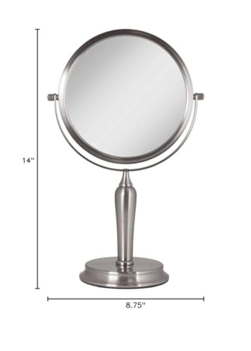 Zadro Anaheim 8.75” Round Non-Lighted Makeup Mirror 5X 1X Magnifying Makeup Mirrors Rotating Head Makeup Mirror for Desk