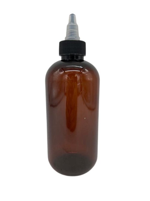 Natural Farms 8 oz Amber Boston Plastic Bottles - 12 Pack Empty Bottle Refillable - BPA Free - Essential Oils - Aromatherapy | Black/Natural Twist Top Cap - Made in the USA