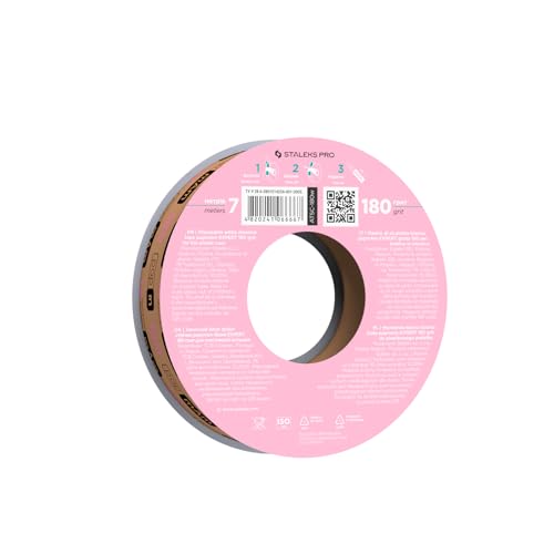 STALEKS PRO Disposable White Abrasive Tape papmAm Expert ? 180 Grit ? 7m Roll ? Glueless Replaceable Abrasive for Plastic Case ? Professional Nail Shaping ? Manicure & Pedicure