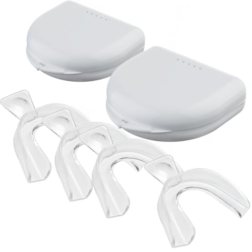Teeth Whitening Trays Moldable 4 Dental Trays 2 Retainer Case Teeth Trays for Tooth Whitening Gel Compatible with Opalescence Teeth Whitening Gel