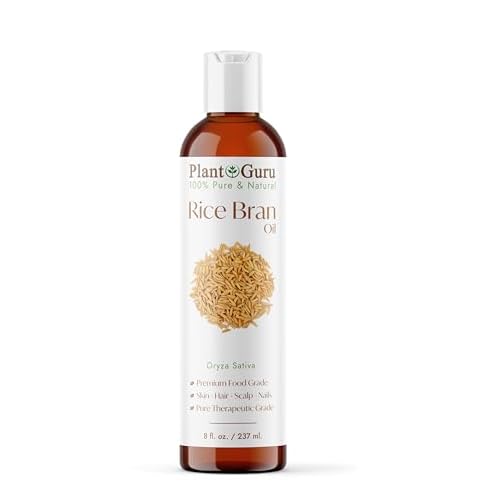 Plant Guru Rice Bran Oil 8 fl. oz. ? 100% Pure & Natural Carrier Oil for Skin, Face, Body, and Hair Moisturizing. Great for DIY Creams, Lotions, and Lip Balms.