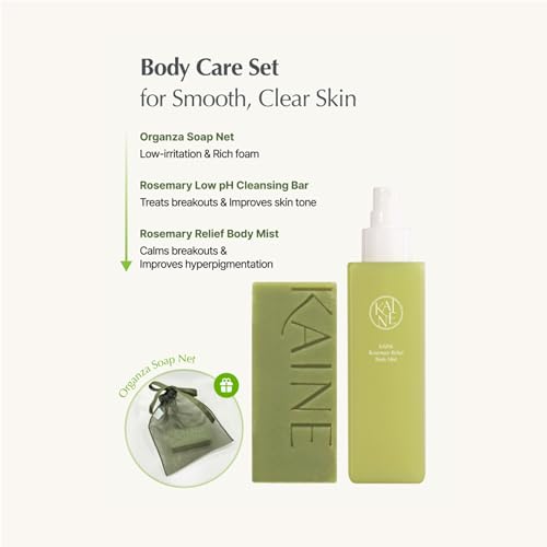 KAINE Rosemary Body Care Set ? Body Mist 150ml, Cleansing Bar 100g, Soap Net Included