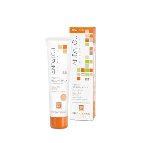 Andalou Naturals Vitamin C BB Beauty Balm Sheer Tint SPF 30 - 2-in-1 BB Cream & Mineral Sunscreen for Face - With Non-Nano Zinc Oxide Skin Protection - 2 fl oz