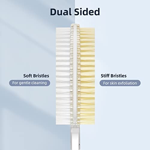 Back Scrubber Long Handle for Shower,Back Brush Dual-Sided with Stiff and Soft Bristles,Body Exfoliator for Bath or Dry Brush