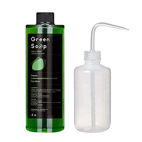 Dragon Art 16.9oz Green Soap Prep Wash with 8oz Squeeze Bottle For Tattoos and Piercings