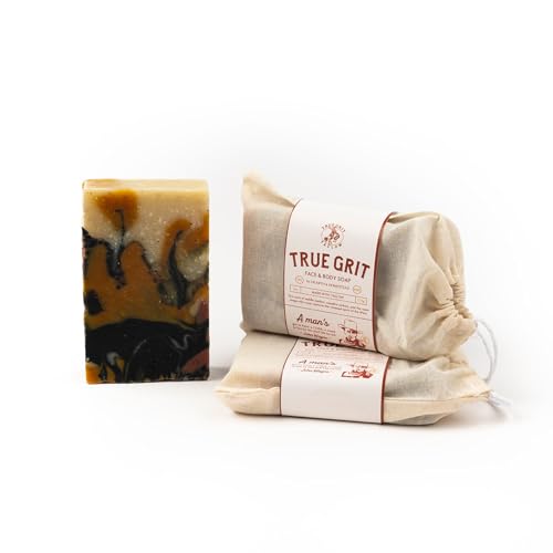 ? Beef Tallow Soap Bar 3-Pack ? John Wayne Inspired ? Cedar & Campfire Scent ? Cold Process Bar Soap with Activated Charcoal & Coffee Grounds ? 4 oz Each