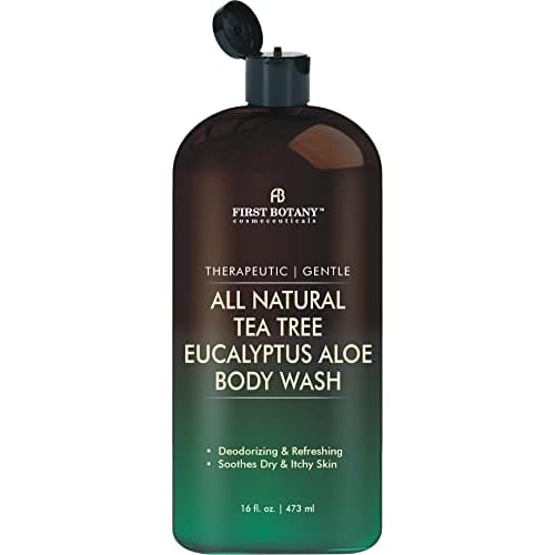 First Botany, ALL Natural Body Wash - Fights Body Odor, Athlete's Foot, Jock Itch, Nail Issues, Dandruff, Acne, Eczema, Shower Gel for Women & Men, Skin Cleanser -16 fl oz (Tea Tree Eucalyptus)