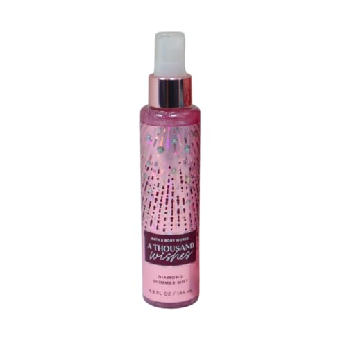 Bath & Body Works A Thousand Wishes Fine Fragrance Body Mist 8 oz & A Thousand Wishes Fine Fragrance Shimmer Body Mist 4.9 oz Gift Set packaging with a Red bow
