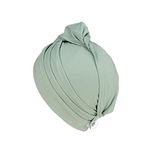 2 PCS Tee Shirt Drying Wrap, Frizz Free, Soft & Lightweight&Flexible, Hair Drying Turban, Gentle Drying Towel Wrap with Button, for Long Hair (Sage&Pink)