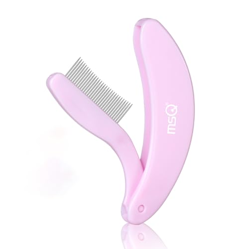 Eyelash Comb MSQ Eyelash Separator Tool Eyelash Comb Separator Folding Eyelash Brush Separator Lash Comb for Eyelash Makeup Brush (Pink)